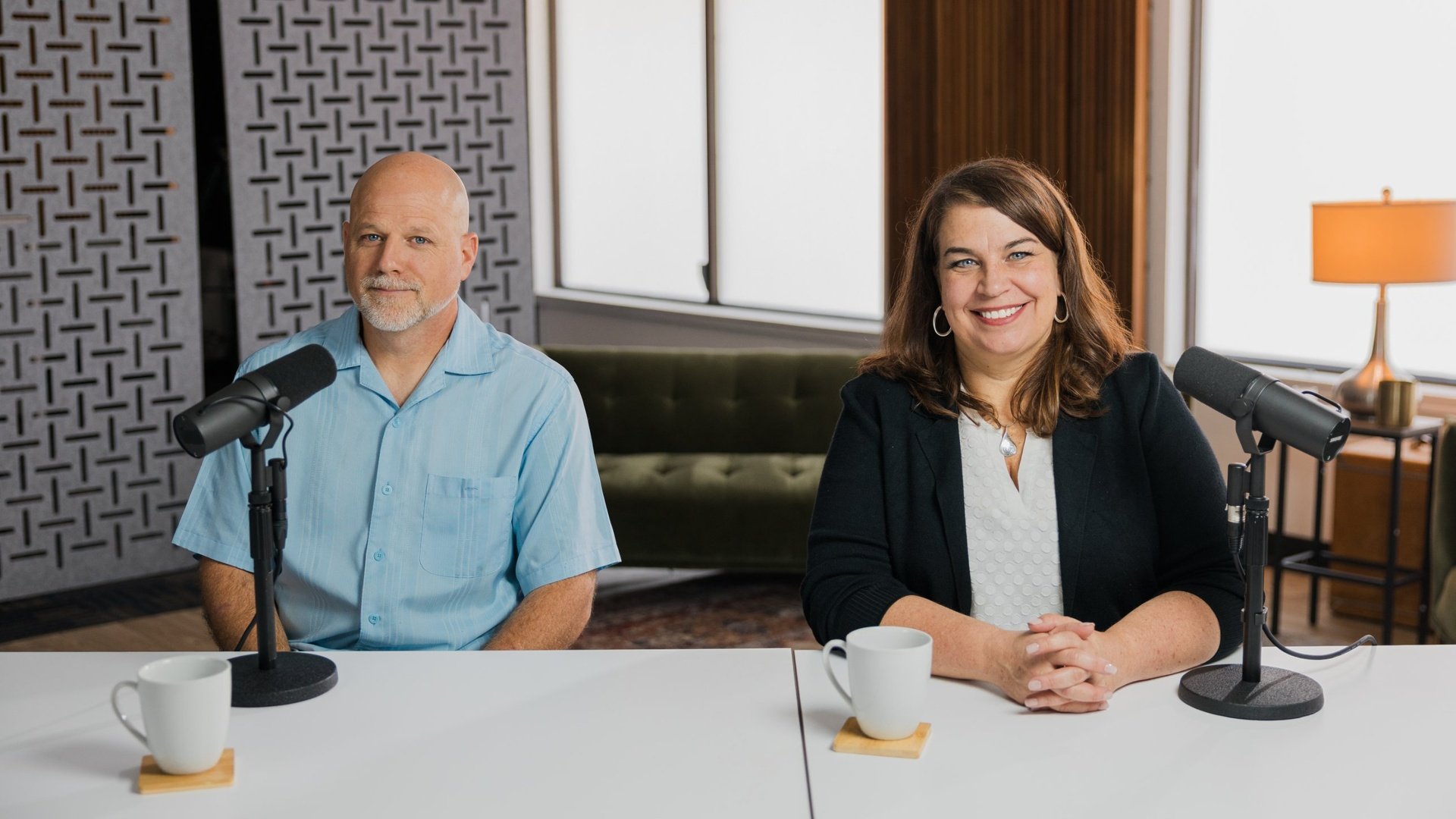 Brock Anderson and Shelley Komoszewski, instructors of the Generations course, side by side in the studio